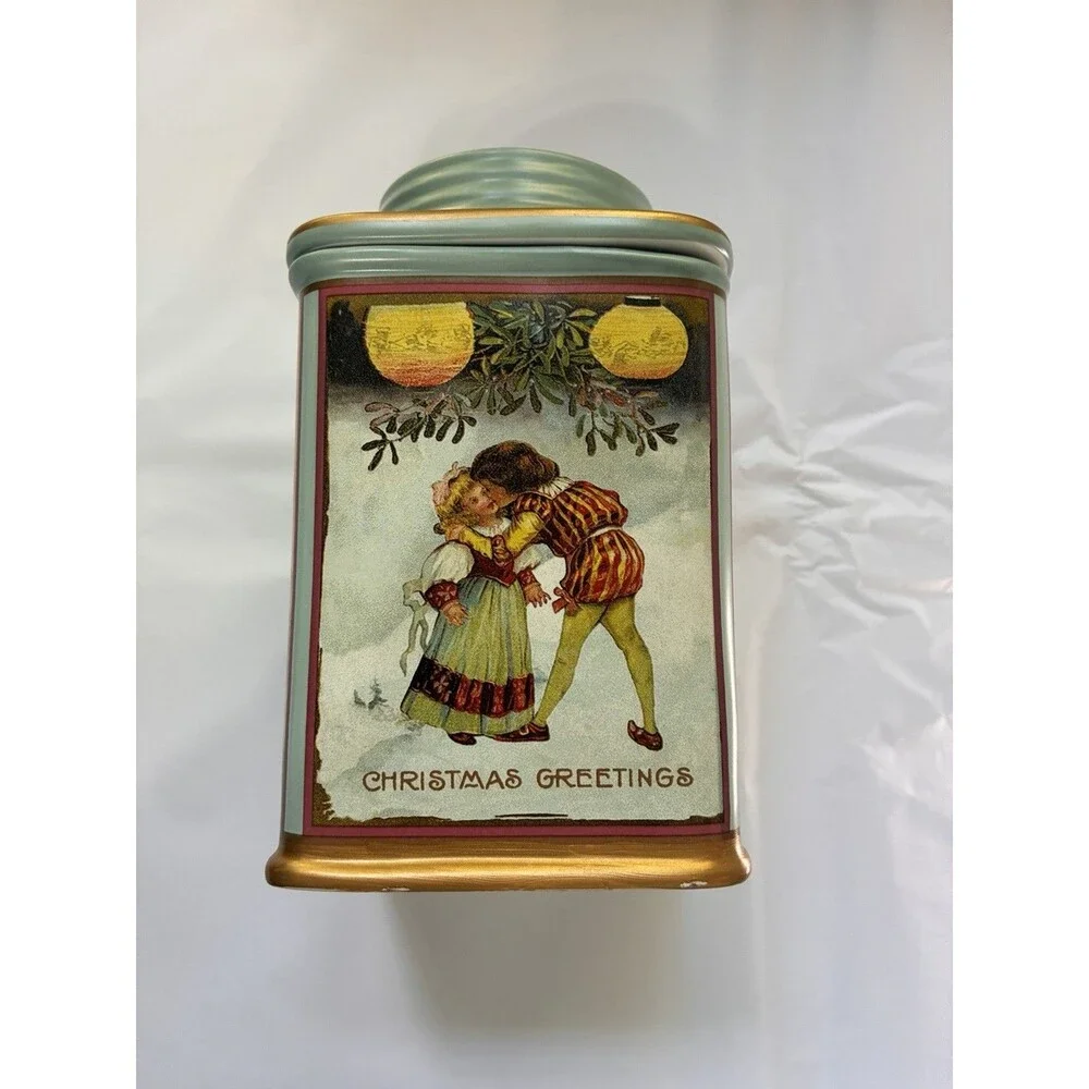 Vintage Oneida Sakura Holiday Memories Ceramic Stoneware Canister